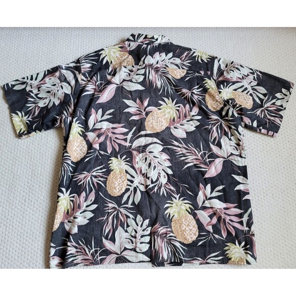 VTG Reyn Spooner Reverse Print Pineapple Aloha Hawaiian Shirt Men's Black XL USA - Picture 3 of 5